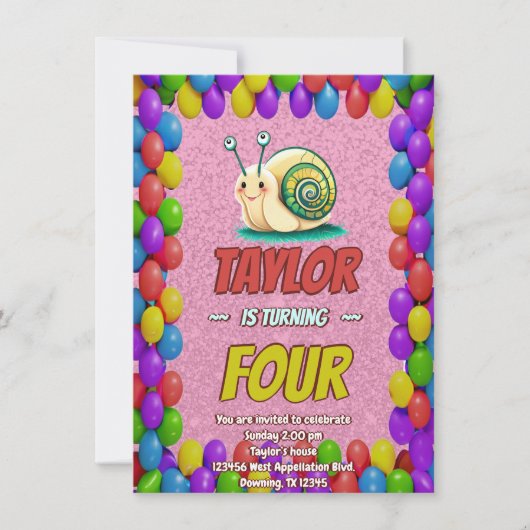 Snail Einzigartiger Personalisierter Geburtstag Ei Einladung (Vorderseite)
