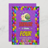 Snail Einzigartiger Personalisierter Geburtstag Ei Einladung (Vorne/Hinten)