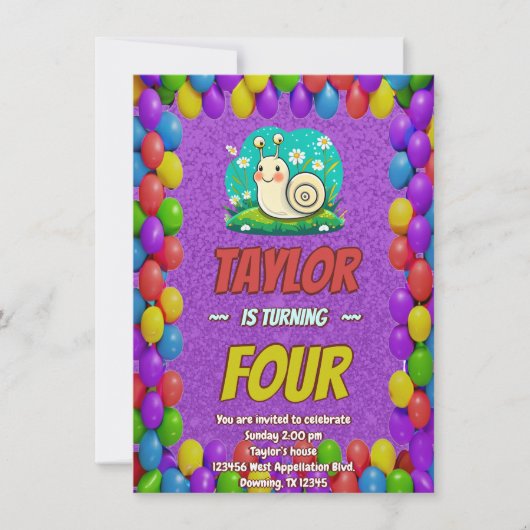 Snail Einzigartiger Personalisierter Geburtstag Ei Einladung (Vorderseite)