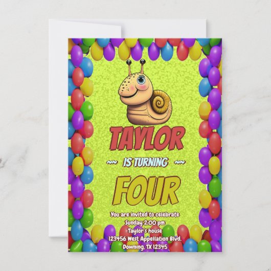 Snail Einzigartiger Personalisierter Geburtstag Ei Einladung (Vorderseite)