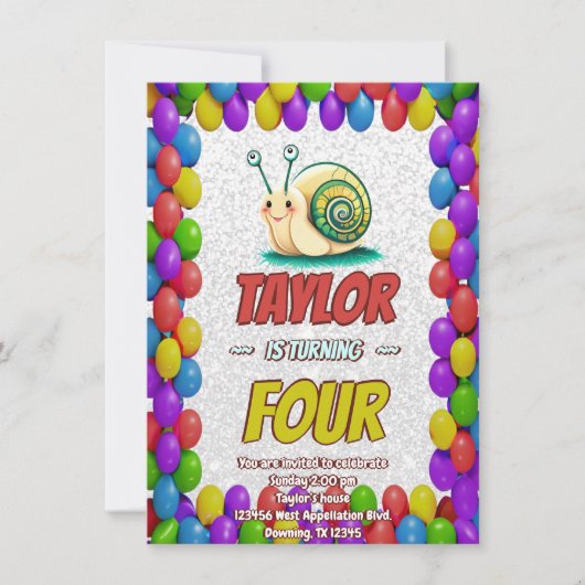 Snail Einzigartiger Personalisierter Geburtstag Ei Einladung (Vorderseite)
