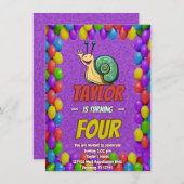 Snail Einzigartiger Personalisierter Geburtstag Ei Einladung (Vorne/Hinten)