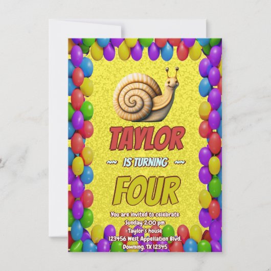 Snail Einzigartiger Personalisierter Geburtstag Ei Einladung (Vorderseite)