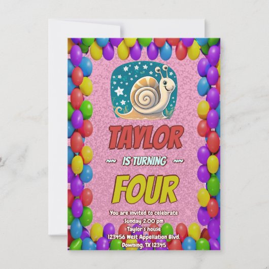 Snail Einzigartiger Personalisierter Geburtstag Ei Einladung (Vorderseite)