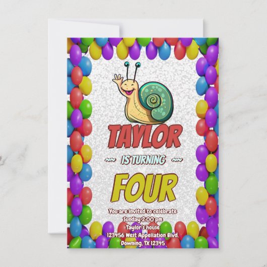 Snail Einzigartiger Personalisierter Geburtstag Ei Einladung (Vorderseite)