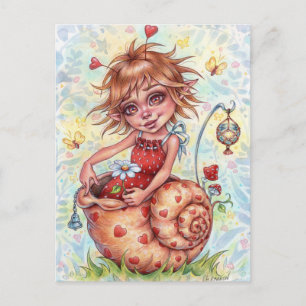 Snail Elfling Postcard Niedlich Fairy Hearts Fanta Postkarte