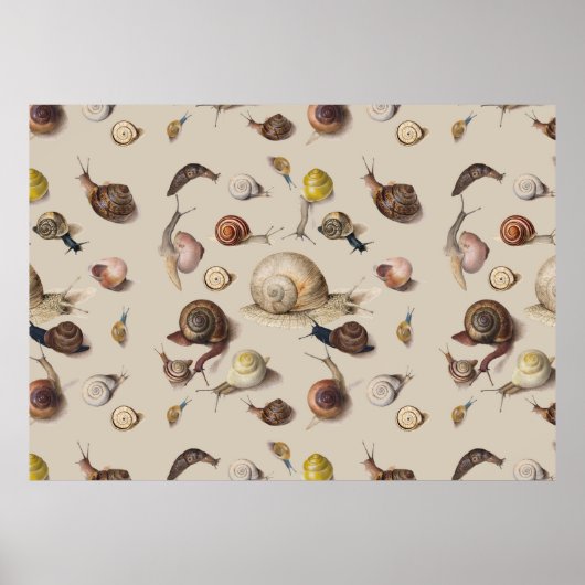 Snail Garden Haustier Gastropod Seven Lug Botanisc Poster (Vorne)