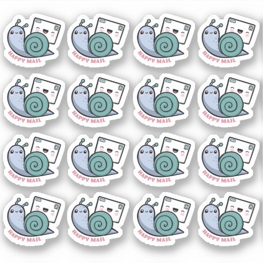 Snail Happy Mail Custom-Cut Vinyl Sticker (Vorderseite)