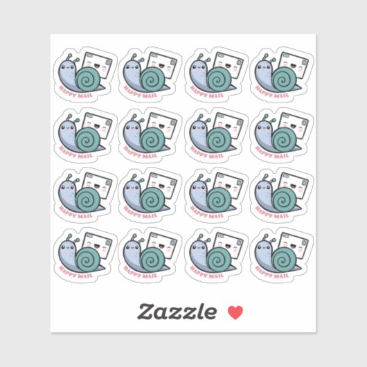 Snail Happy Mail Custom-Cut Vinyl Sticker (Blatt)
