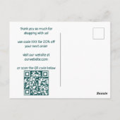 Snail Magical Mushroom CUSTOM Order Danke QR Postkarte (Rückseite)