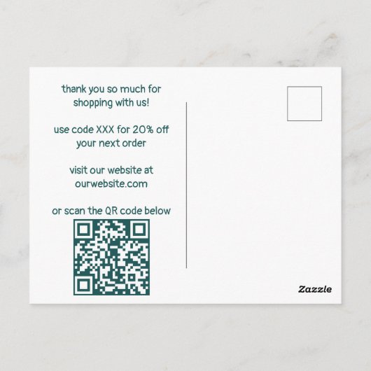 Snail Magical Mushroom CUSTOM Order Danke QR Postkarte (Rückseite)