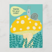 Snail Magical Mushroom CUSTOM Order Danke QR Postkarte (Vorderseite)