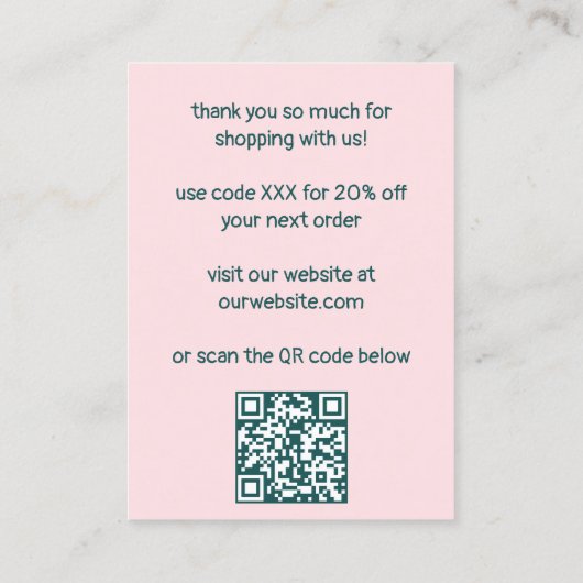 Snail Magical Mushroom CUSTOM Order Danke QR Visitenkarte (Rückseite)