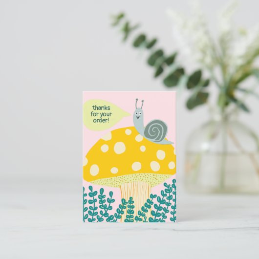 Snail Magical Mushroom CUSTOM Order Danke QR Visitenkarte (Stehend Vorderseite)