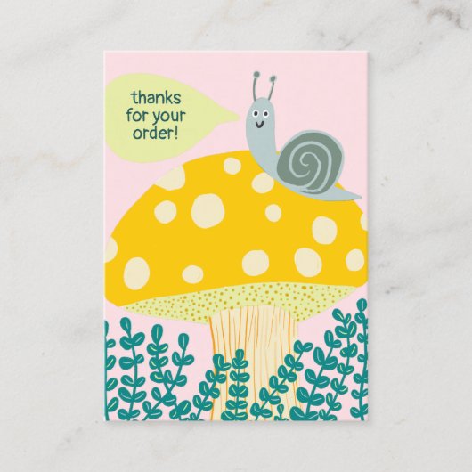 Snail Magical Mushroom CUSTOM Order Danke QR Visitenkarte (Vorderseite)