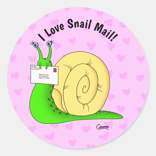 Snail Mail (Rosa) - Aufkleber für den Umschlag (Vorderseite)