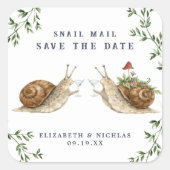 Snail Mail Save the Date | Watercolor Wedding Quadratischer Aufkleber (Vorderseite)