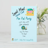 Snail Mail Social Club Pen Pal Party Einladung (Stehend Vorderseite)