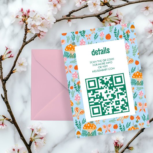 Snail Mushroom Niedlich Adorable QR CODE BABY DUSC Begleitkarte