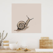 Snail original pastel zen drawing poster (Küche)