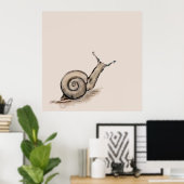 Snail original pastel zen drawing poster (Heimbüro)