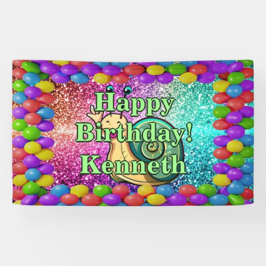 Snail Personalisiert Charakter Geburtstagsbanner Banner (Horizontal)