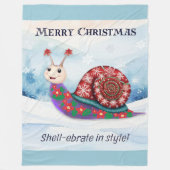 Snail Pun Humour Funny Frohe Weihnachtsbild Fleecedecke (Vorderseite)
