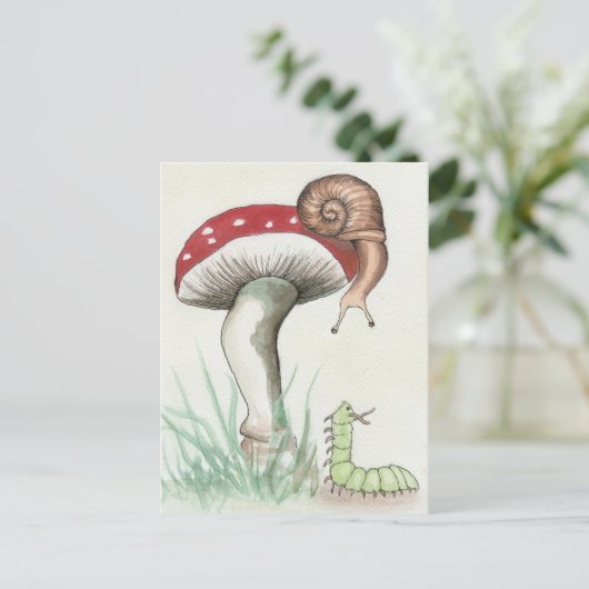 Snail & Raupe Postkarte (Stehend Vorderseite)