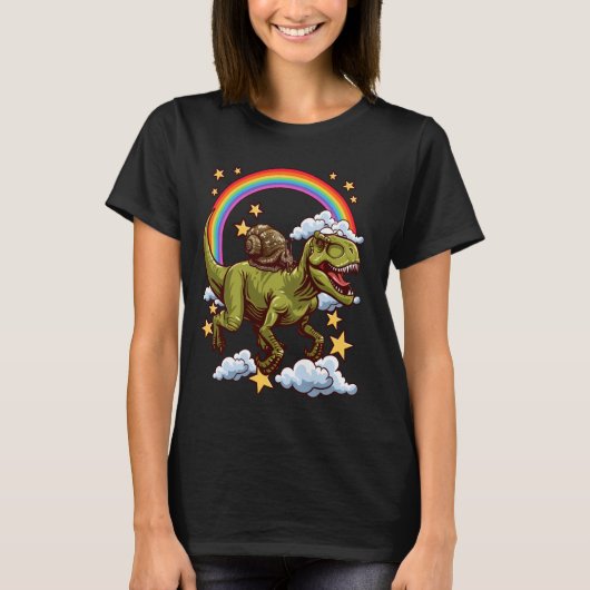 Snail Rides a Dinosaur Dino T-Shirt (Vorderseite)