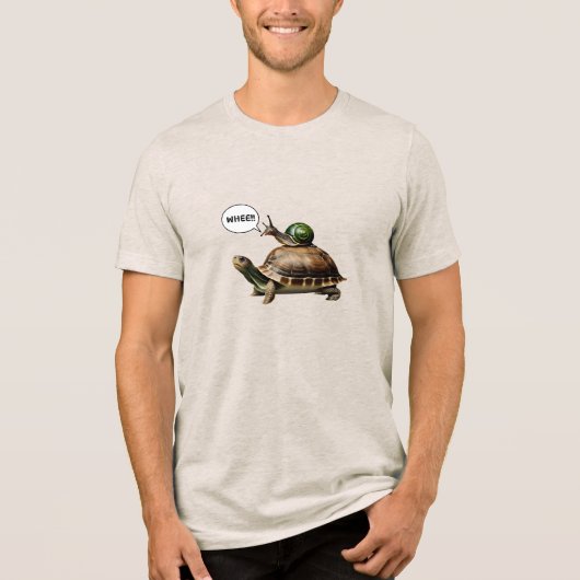 Snail Riding a Turtle Tri-Blend Shirt (Vorderseite)