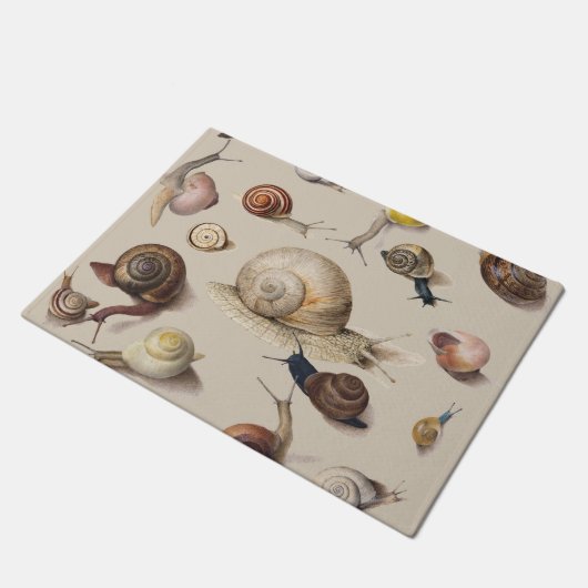Snail Slug Garden Haustier Gastropod Botanische Sc Fußmatte (Schrägansicht)