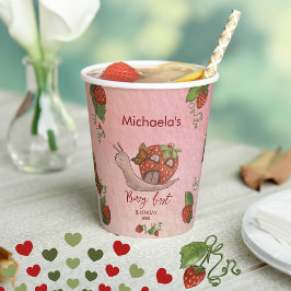 Snail & Strawberry 'Berry First' Party Cups Pappbecher
