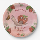 Snail & Strawberry 'Berry First' Party Napkins Pappteller (Vorderseite)