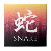 Snake 蛇 Red Gold Chinese Zodiac Lunar Symbol Fliese (Vorderseite)