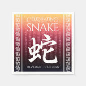 Snake 蛇 Red Gold Chinese Zodiac Lunar Symbol Serviette (Vorderseite)