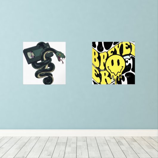 snake and emojis  bilderwand sets (Holzboden)