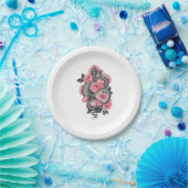 Snake and peach roses pappteller (Party)