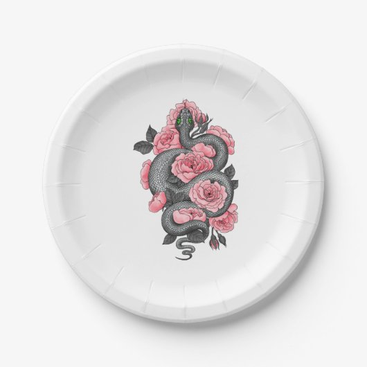 Snake and peach roses pappteller (Vorderseite)
