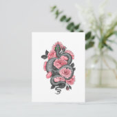 Snake and peach roses postkarte (Stehend Vorderseite)