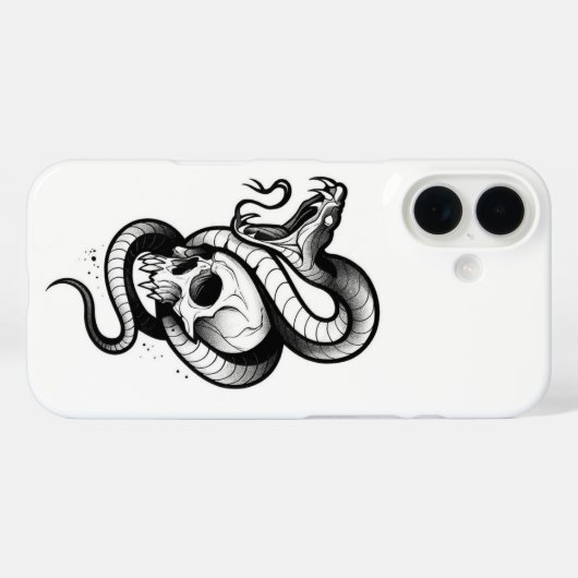 Snake and Skull Gothic iPhone Case – Dark Tattoo S (Rückseite (Horizontal))