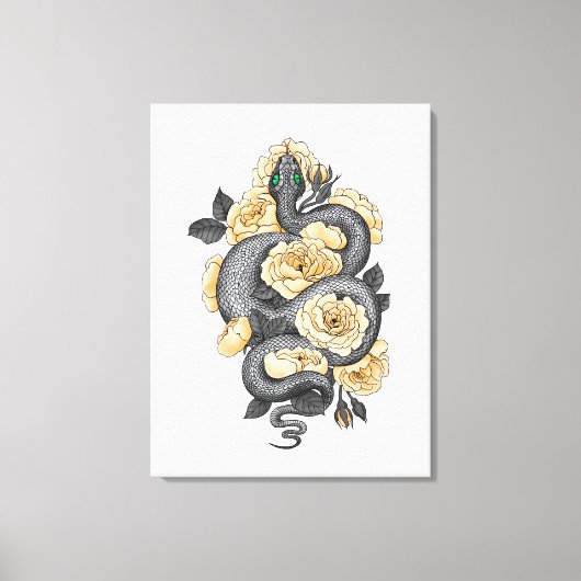 Snake and yellow roses leinwanddruck (Vorderseite)