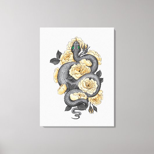Snake and yellow roses leinwanddruck (Vorderseite)