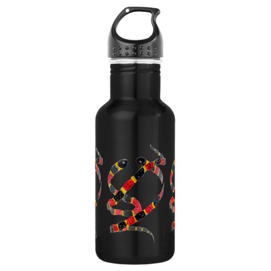 Snake Art Black Red Edelstahlflasche (Vorderseite)