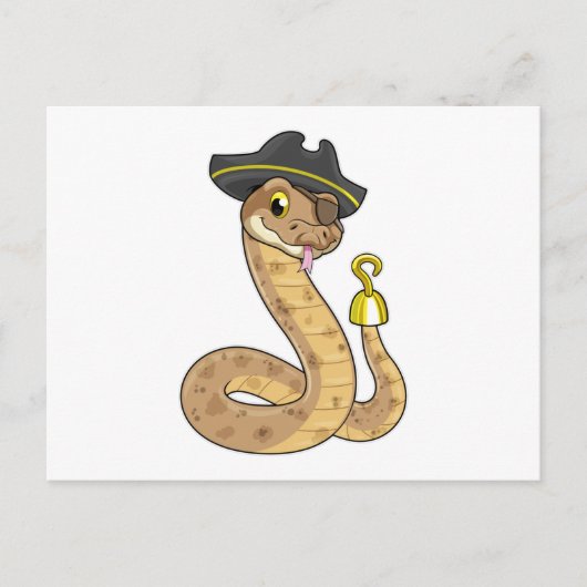 Snake as Pirate with Hook hand & Eye patch Postkarte (Vorderseite)