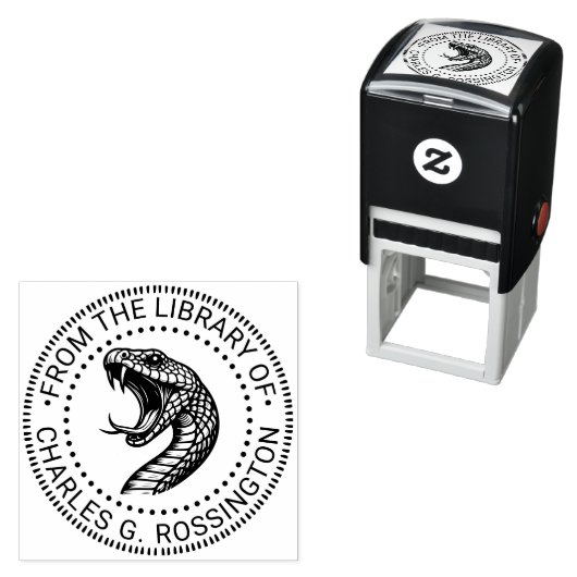 Snake Baring Fangs Bibliotheksname Permastempel (Beispiel)