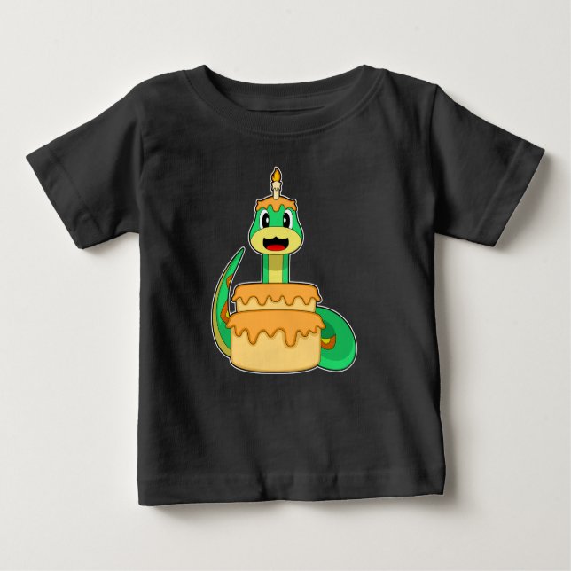 Snake Birthday Candle Cake Baby T-shirt (Vorderseite)