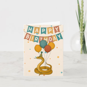Snake Birthday Card - Funny Party Animal Karte