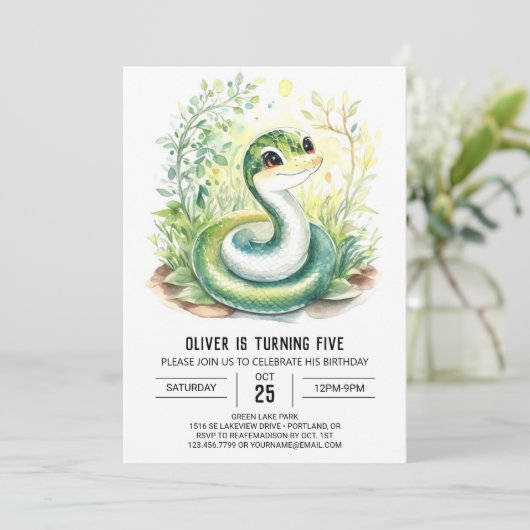 Snake Birthday Einladung (Stehend Vorderseite)
