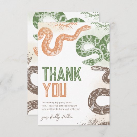 Snake Birthday Party Danke Karten (Vorne/Hinten)