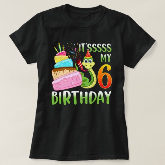 Snake Birthday Party Kids 6th Reptile Supplies Dec T-Shirt (Design vorne)